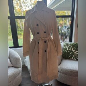 Off White Cotton lined Banana Republic Lined Trench Coat EUC L Roomy Simple lite